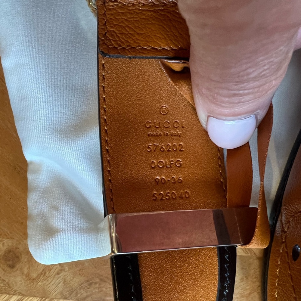Gucci logo buckle belt Matlasse leather belt cognac and black - Picture 8 of 9